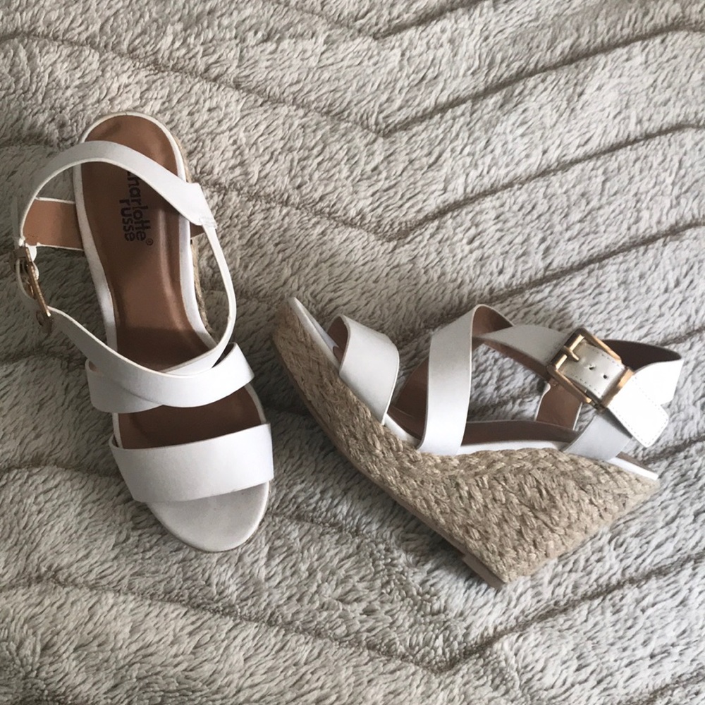 White strap wedges